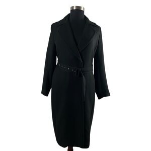 H&M Elegant Buckle Belt Trench Coat In Black Plus Size